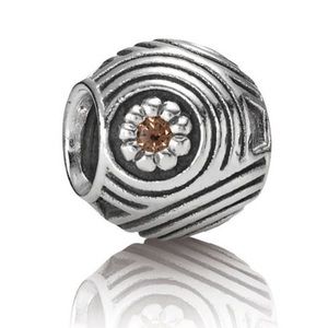 Retired Pandora Hypnotic with Brown CZ Bead Charm Sterling Silver EUC